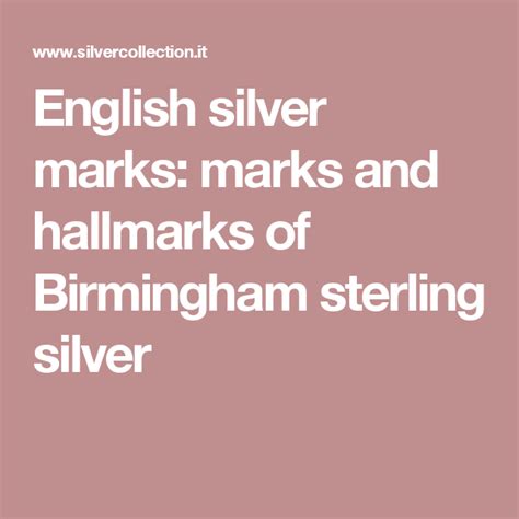 English silver marks: marks and hallmarks of Birmingham sterling silver ...