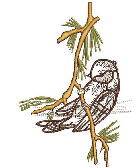 Oiseau Sur Une Branche Motif De Broderie Gratuit