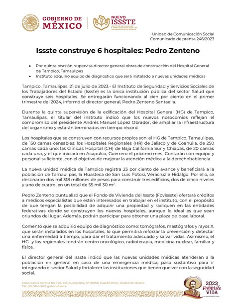 SPR Informa Estarán listos los seis nuevos hospitales del ISSSTE en