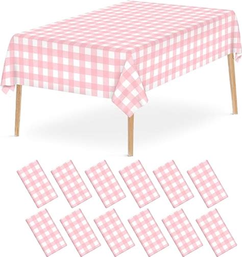 Amazon Pcs Pink Gingham Tablecloth Inches Pink And