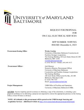 Fillable Online Afcf Umaryland Request For Proposals RFP No RFP UB