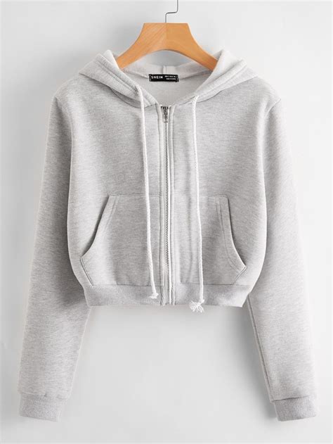 Shein Zip Up Hooded Crop Sweatshirt Artofit