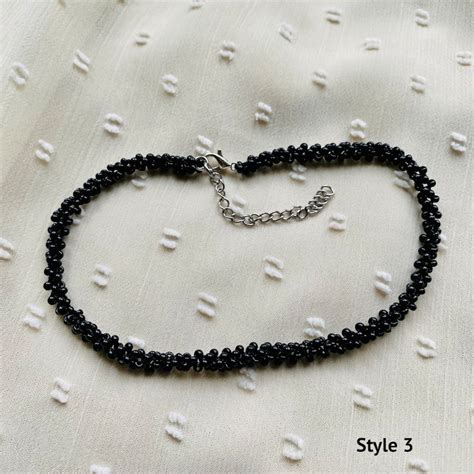 Black Seed Bead Choker Necklace For Woman Goth Gothic Choker Etsy