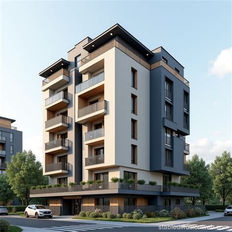 Apartment Building Rendering with Modern Design | Stable Diffusion Online