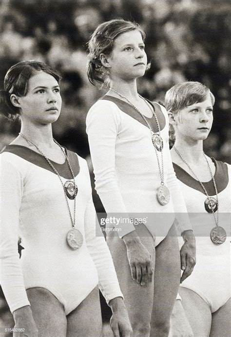 Russia S Olga Korbut Wears Her Gold Medal For Individual Gymnastics Female Gymnast Female