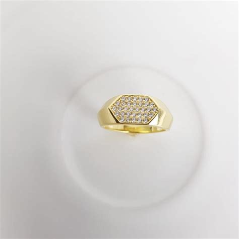 Anel Aro Liso Detalhe Hexagonal Cravejado Cristal 8mm Dona Joias