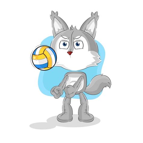 Premium Vector Wolf Play Volleyball Mascot Cartoon Vector