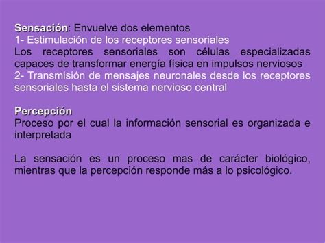 Sensaci N Y Percepci N Ppt