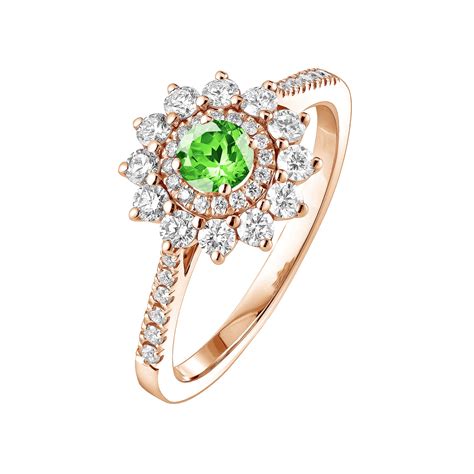 Bague Or Rose Tsavorite Lefkos Mm Pav E Gemmyo