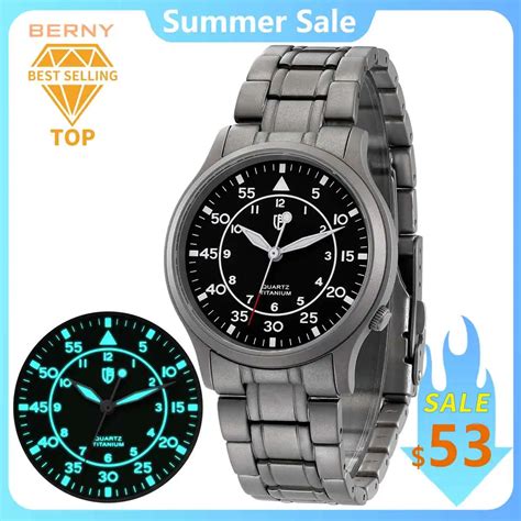 Berny Titanium Watch For Men Ar Coating Sapphire Fashion Wristwatch