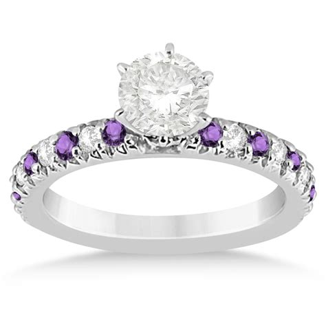 Amethyst And Diamond Engagement Ring Setting 18k White Gold 054ct U8610