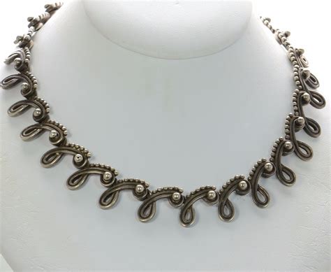 Antique Los Castillo Taxco Mexican Sterling Silver Necklace EBay