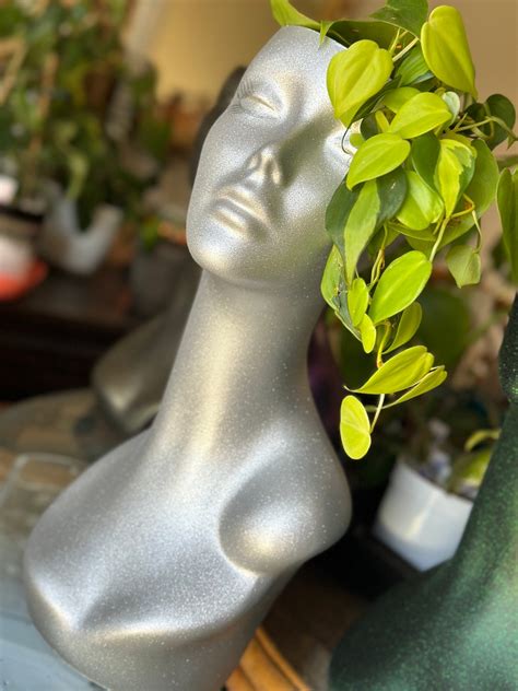 Unique Goddess Mannequin Head Planter Silver Plant Pot For Home Decor