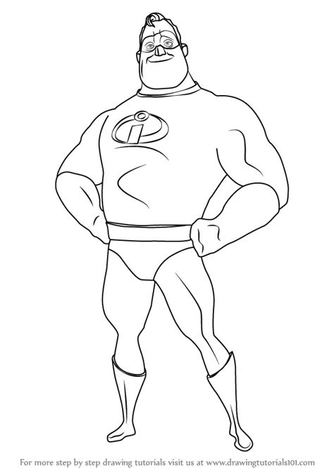 Learn How to Draw Mr. Incredible from The Incredibles (The Incredibles) Step by Step : Drawing ...