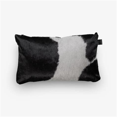 Cowhide Lumbar Cushion Black White Both Sides X Cm Bag Home