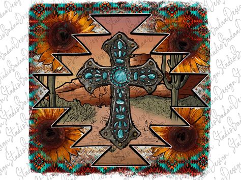 Aztec Cross Png Gemstone Western Faith Cross Png Faith Etsy Cross