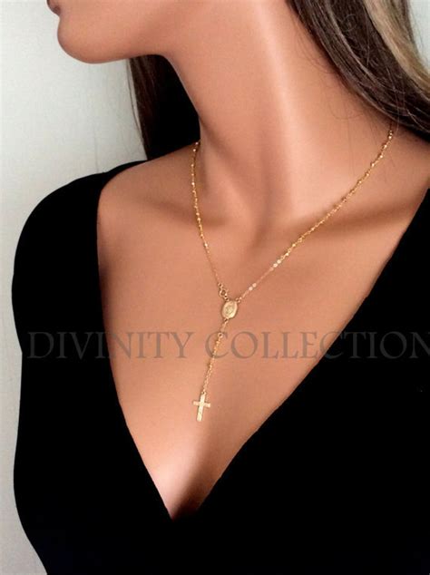 14k Gold Filled Rosary Necklace For Women 925 Sterling Silver Rosary