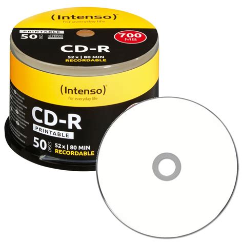 Intenso CD R 700 MB Printable 52x 50 Pcs In Cakebox