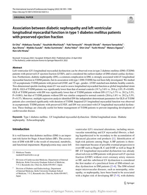 Association Between Diabetic Nephropathy And Left Ventricular Longitudinal Myocardial Function