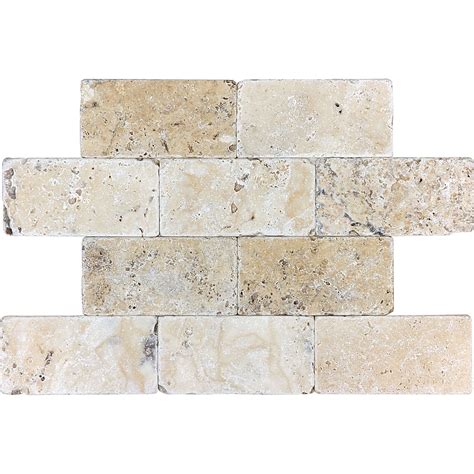 Anatolia Picasso 3 In X 6 In Tumbled Natural Stone Travertine Linear Brick Look Floor And Wall