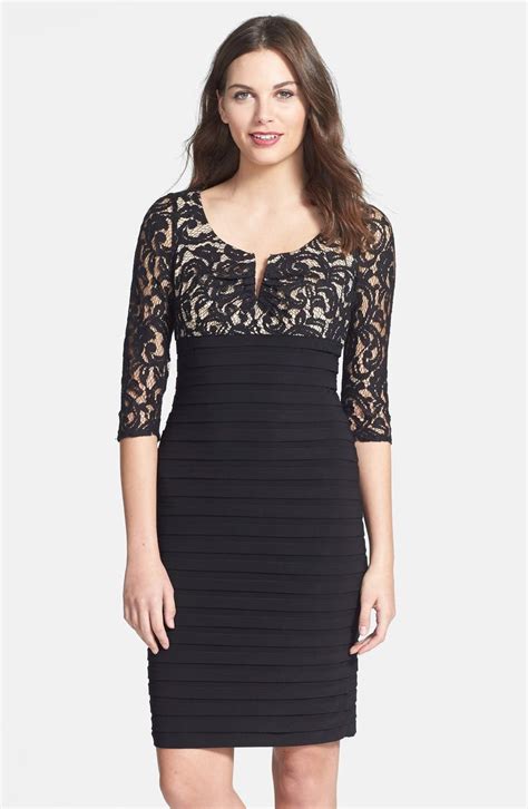 Adrianna Papell Lace And Jersey Sheath Dress Petite Nordstrom