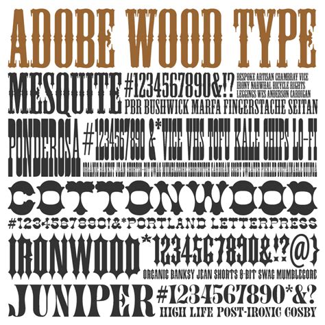 Adobe Wood Type Font Specimens Mesquite Face