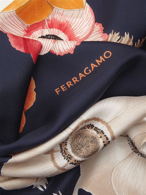 Anemone Print Silk Foulard Women Ferragamo