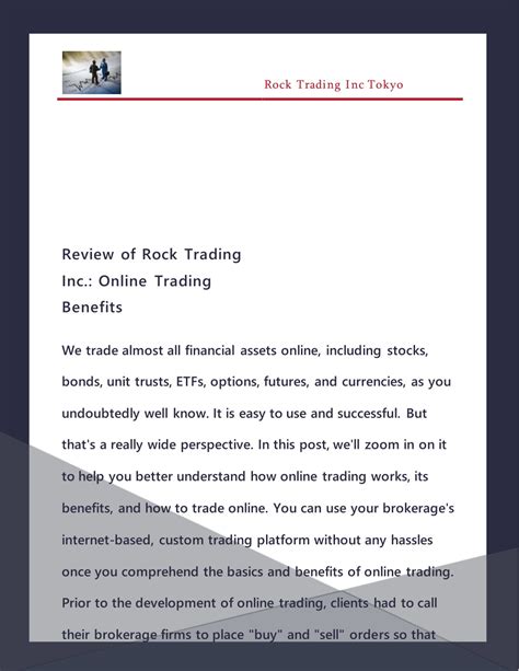 PPT Review Of Rock Trading Inc Online Trading Benefits PowerPoint