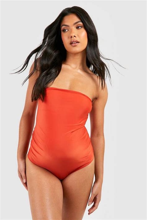 Maternity Essentials Bandeau Swimsuit Boohoo Uk