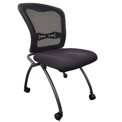 Black Mesh-Back Nesting Chair No Arms W/ Grey Frame | Office Furniture ...