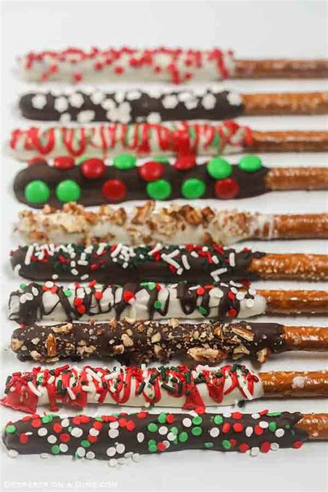 Christmas Chocolate Covered Pretzel Rods Easy Christmas Desserts