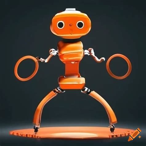 Two Robots Playing With Orange Hula Hoops On Craiyon