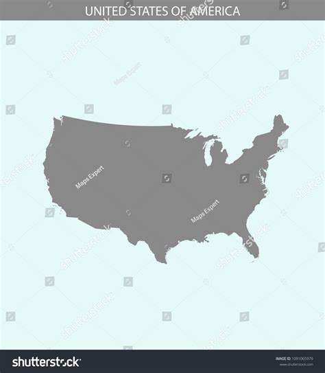 Usa Map Vector Outline Illustration Cartography Royalty Free Stock Vector 1091065979