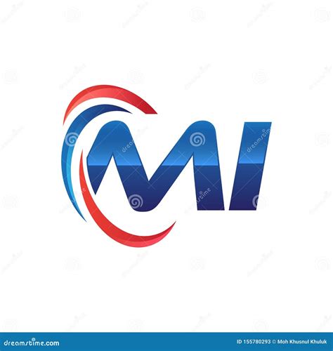 Initial Letter Mi Logo Swoosh Red And Blue Stock Vector Illustration