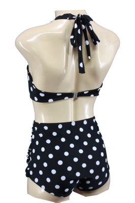 S High Waisted Rockabilly Pinup Bikini Black