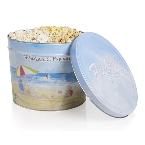 Fisher's Popcorn 3-Flavor Popcorn (Caramel, White Cheddar, Butter) in Decorative Metal Tin, 2 ...