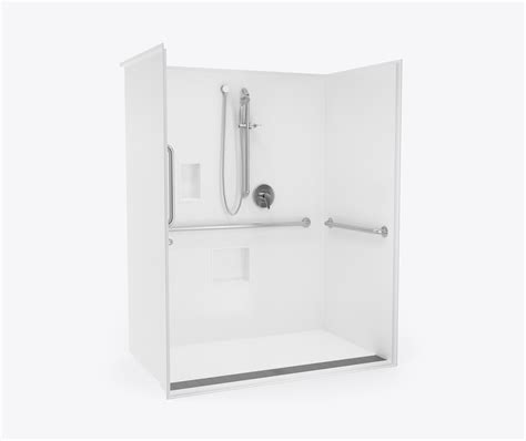 Xst Tr Acrylx Alcove One Piece Shower In White With Trench