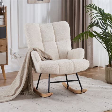 Teddy Velvet Rocking Accent Chair Uplostered Glider Rocker Armchair