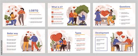 LGBTQ People Concept For Presentation Slide Template Gay And Lesbian Couples On Romantic Date