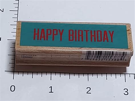 Studio G HAPPY BIRTHDAY Wood Mounted Rubber Stamp 1 X 3 Etsy