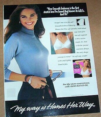 1991 Print Ad Page Hanes Her Way Lingerie Bra Sexy Girl Smile Advertising EBay