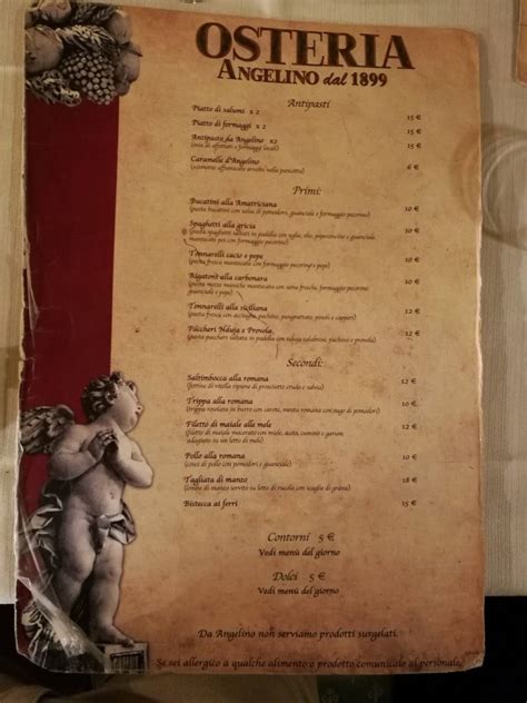 Menu Da Osteria Angelino Dal Ristorante Roma