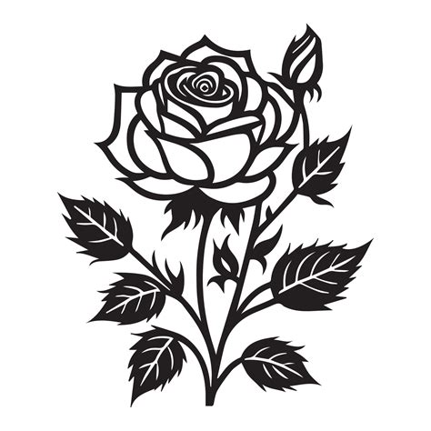 A Rose Vector Clipart Line Art A Line Art Vector Silhouette 24209237