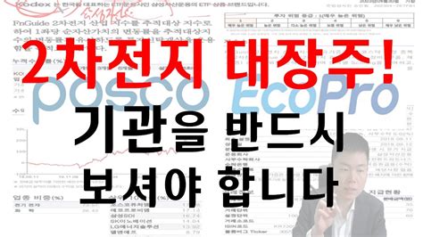 포스코홀딩스 에코프로 포스코퓨처엠 에코프로비엠 포스코인터내셔널 2차전지대장주 기관수급 2차전지etf 반드시보셔야