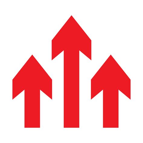 Three red arrows up icon. Upload symbol. Upgrade sign. Growth symbol ...