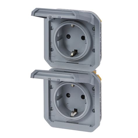 Plexo Double Prewired Vertical German Standard Socket Outlet 16A 250V