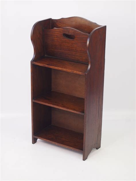 Edwardian Oak Book Trough Magazine Stand