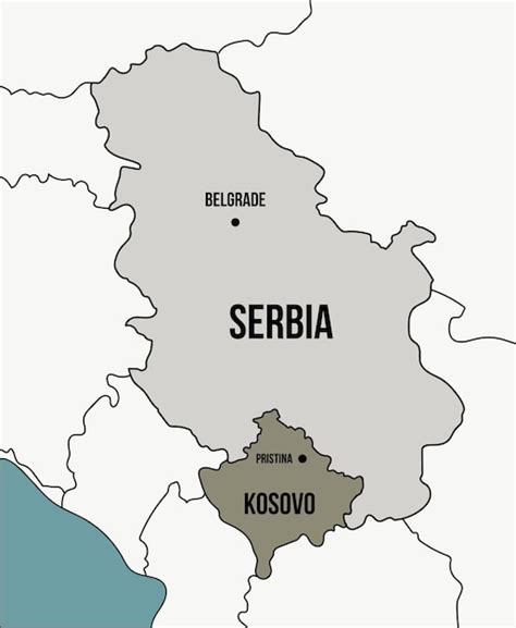 Simple Map With Borders Between Republic Of Serbia And The Republic Of