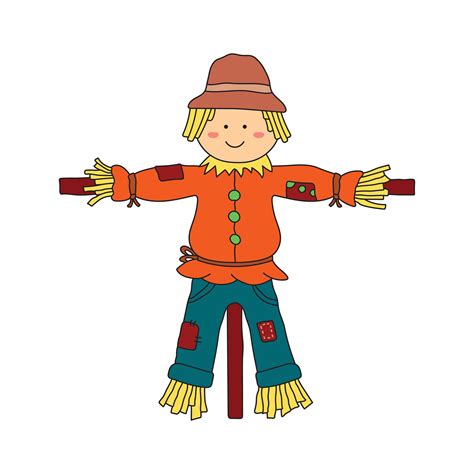 Kids drawing Cartoon Vector illustration cute scarecrow icon Isolated ...