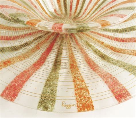 Higgins Art Glass Charger And Bowl Set Orange Green Red Vintage 1799664398